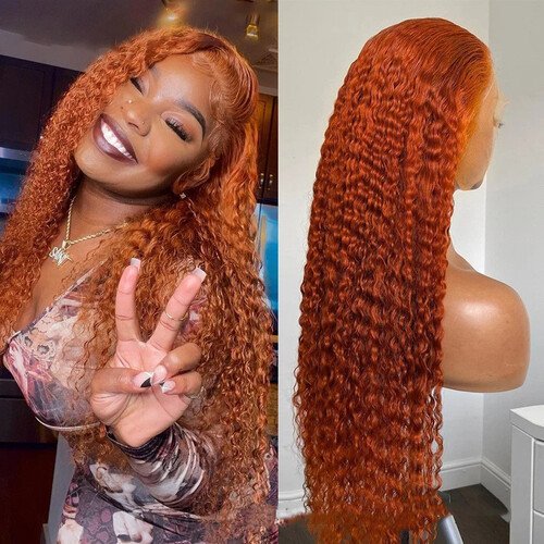 Ginger Orange Water Wave Curly Wigs